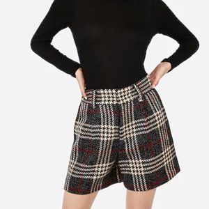 Express X Negin Mirsalehi Wool Plaid Shorts